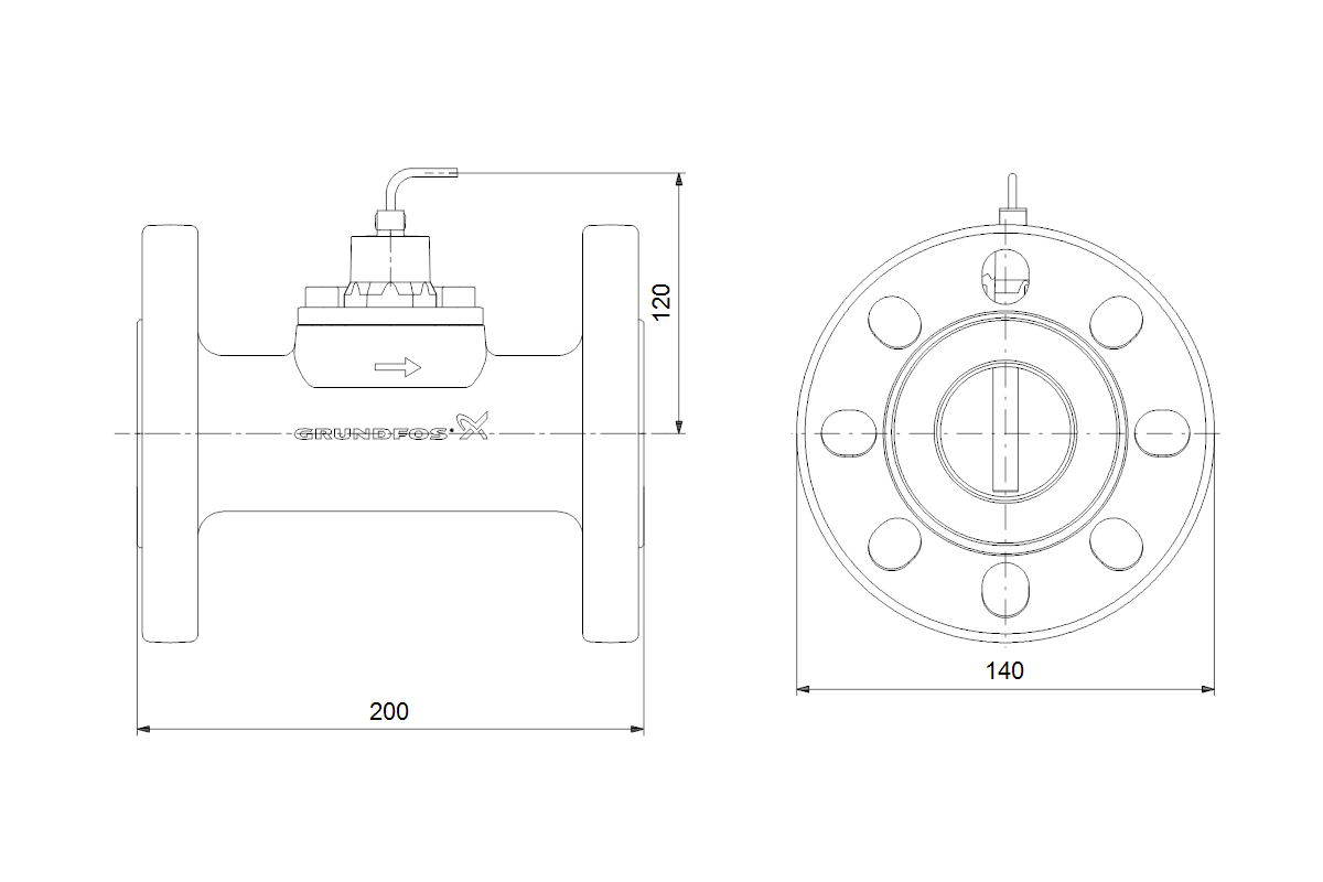 Grundfos Durchflusssensor VFI 5,2-104 m3/h DN65 GG, FKM