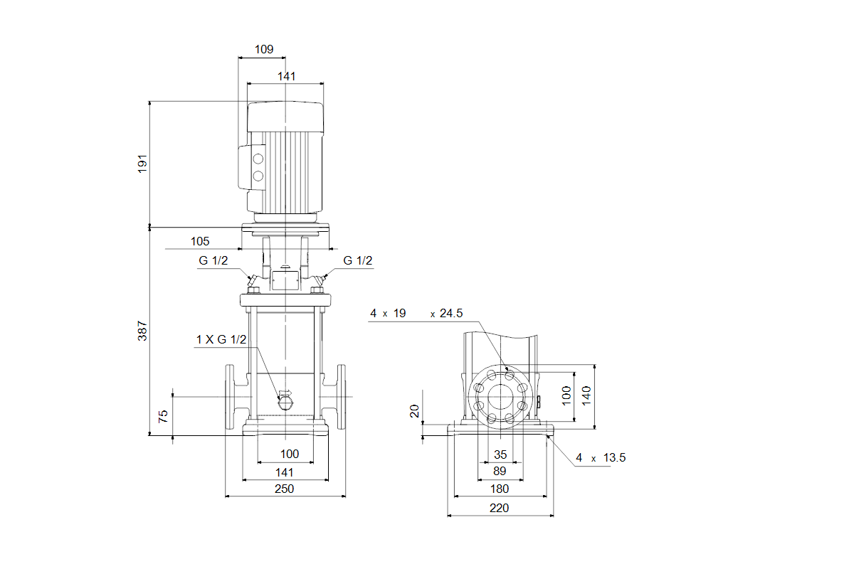 Grundfos Vertikale Kreiselpumpe CRN1S-4 A-FGJ-A-E-HQQE 3x230/400 50HZ