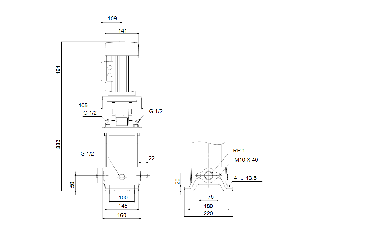 Grundfos Kreiselpumpe CR 3 CR 3-11, Ovalflansch Rp 1, Gleitringdichtung HQQV