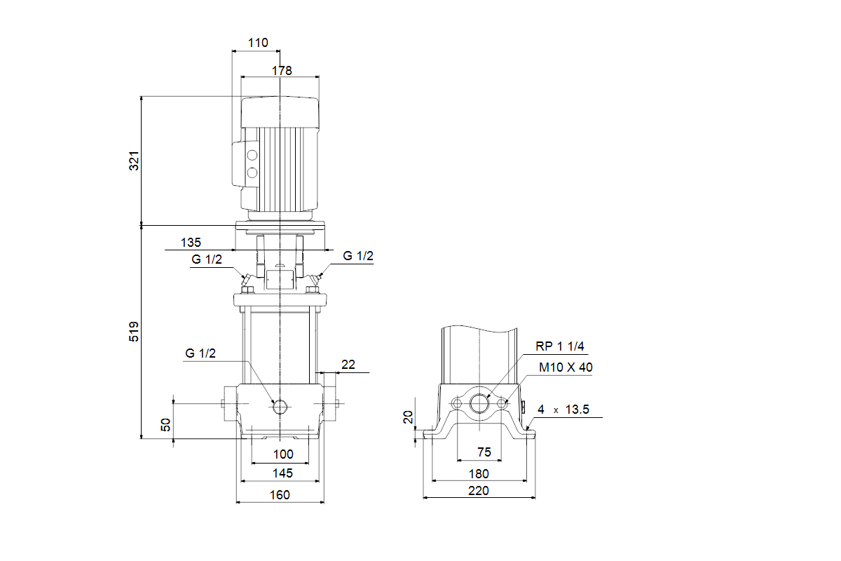 Grundfos Vertikale Kreiselpumpe CR1S-11 A-A-A-V-HQQV 3x230/400 50HZ
