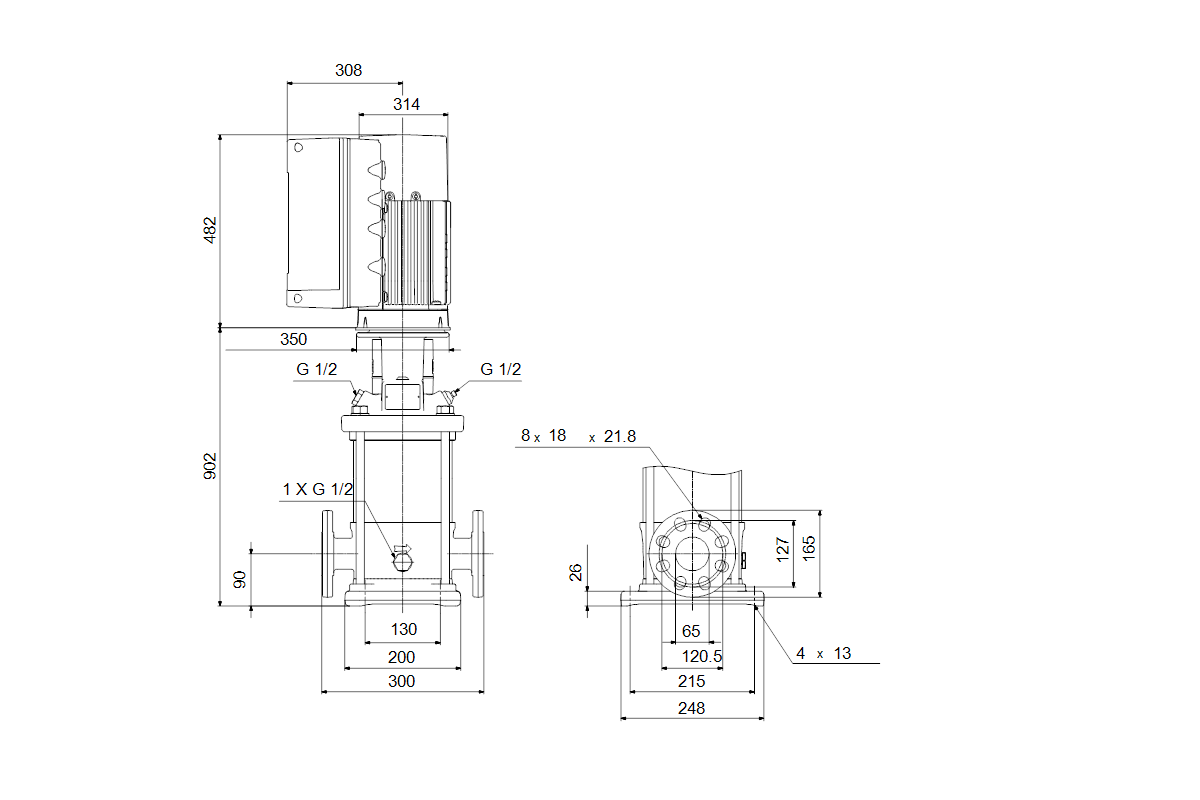 Grundfos Vertikale Kreiselpumpe CRNE5-4 A-FGJ-A-E-HQQE 1x200-240 60HZ