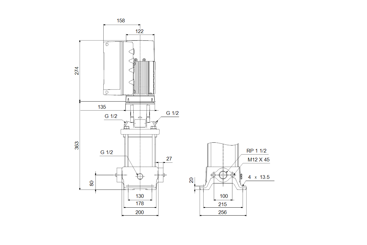Grundfos Vertikale Kreiselpumpe CRE15-1 A-A-A-E-HQQE 3x380-500 60 HZ