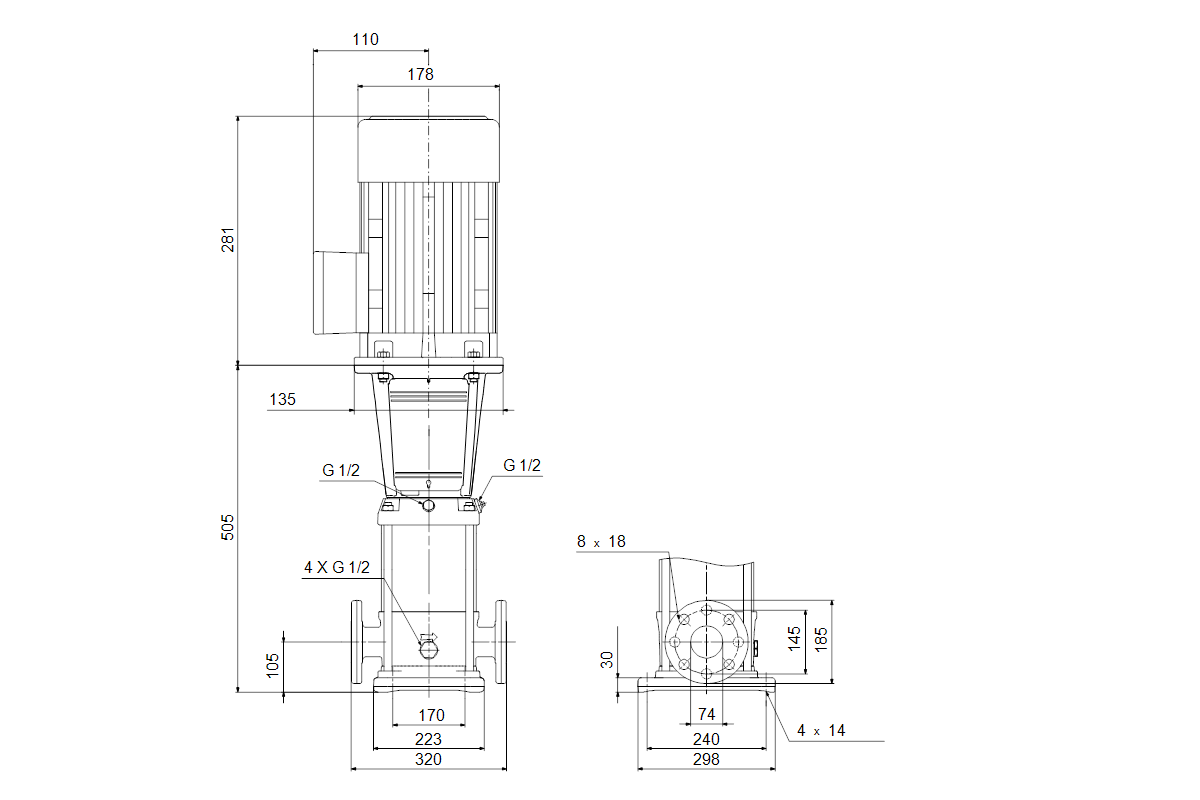 Grundfos Vertikale Kreiselpumpe CR32-12-2 A-F-A-V-HQQV 3x400/690 50 HZ