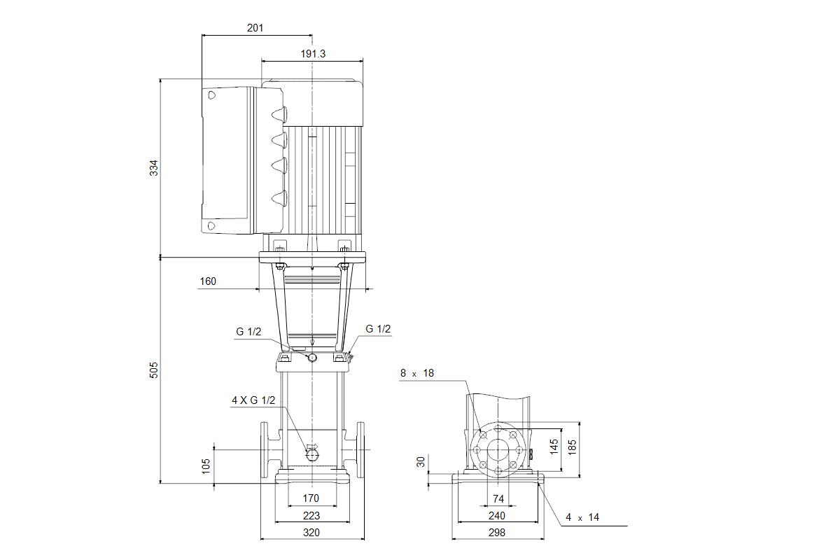 Grundfos Vertikale Kreiselpumpe CRNE32-1-1 A-F-A-E-HQQE 3x380-500 60 HZ