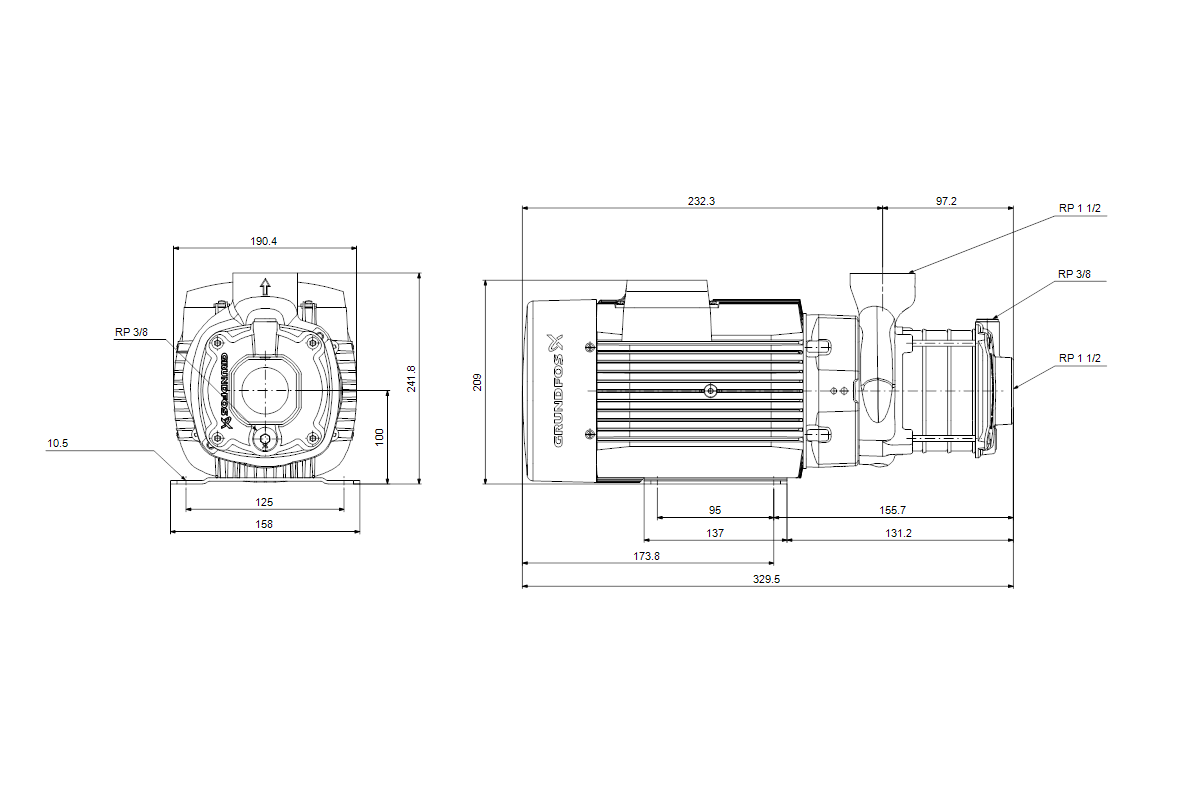 Grundfos Horizontale Kreiselpumpe CM25-4 A-R-A-E-AQQE FAAN 3x400V 7,5kW