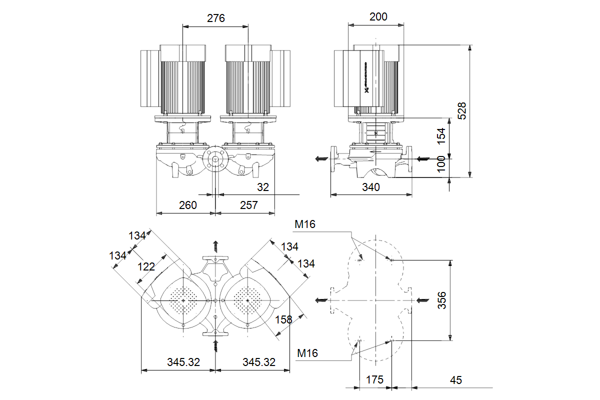 GRUNDFOS Elektr. ger. Trockenläuferpumpe TPED 32-320/2 S-A-F-A-BQQE-IWB