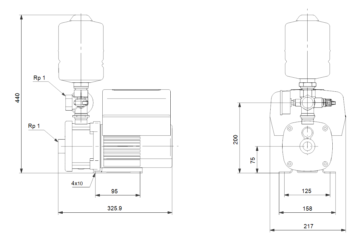 Grundfos Druckerhöhungsanlage CMBE 3-93, 1720 W, 8 A, 4 cbm/h, 66 m