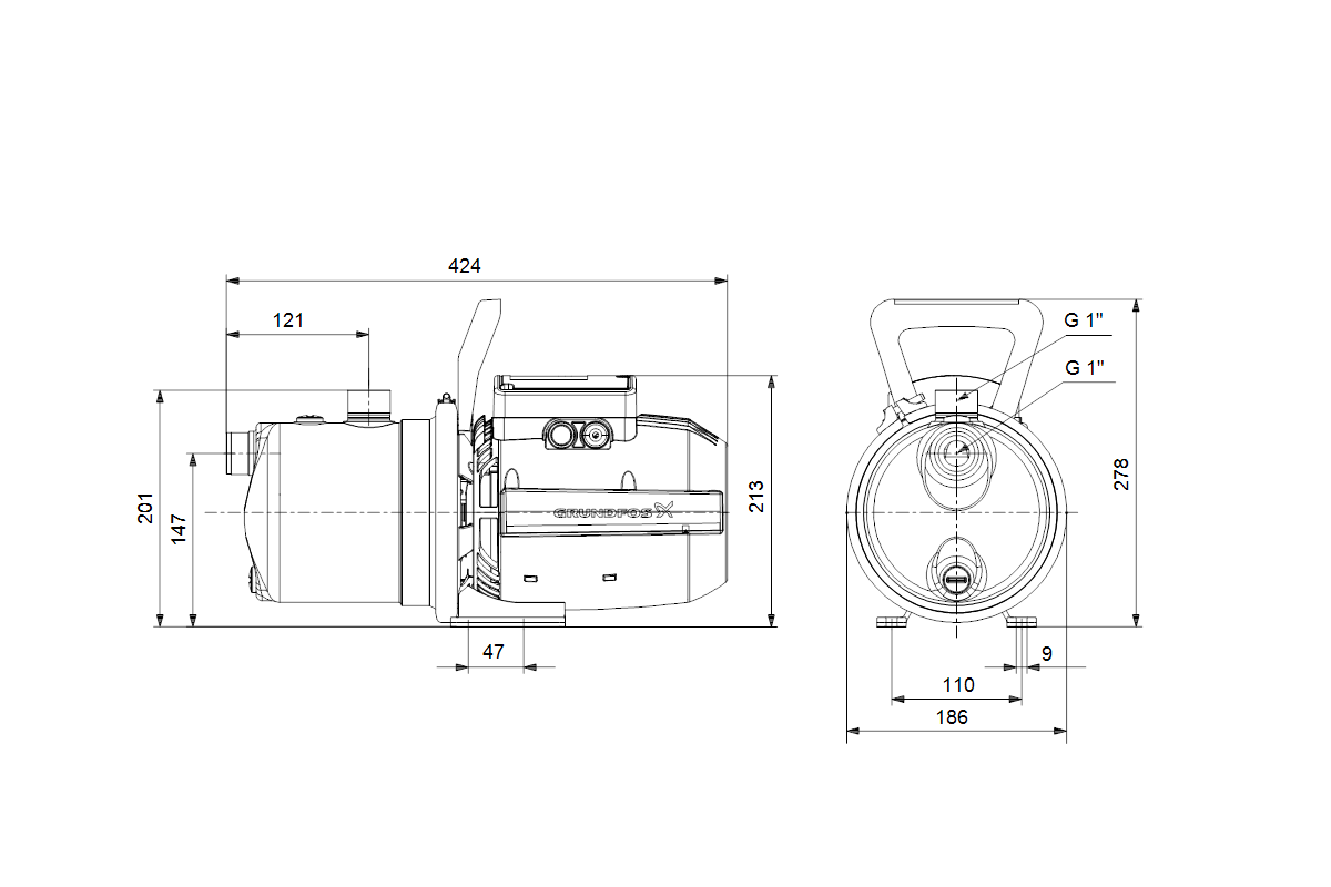 Grundfos Druckerhöhungsalage JP 4-54, 1020 W, 4,5 A