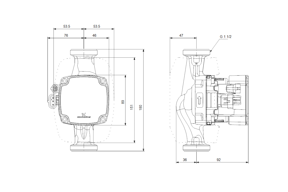 Grundfos Hocheffizienz-Umwälzpumpe Alpha2 GO 25-40 180, DN 25, 180 mm, EEI 0,16