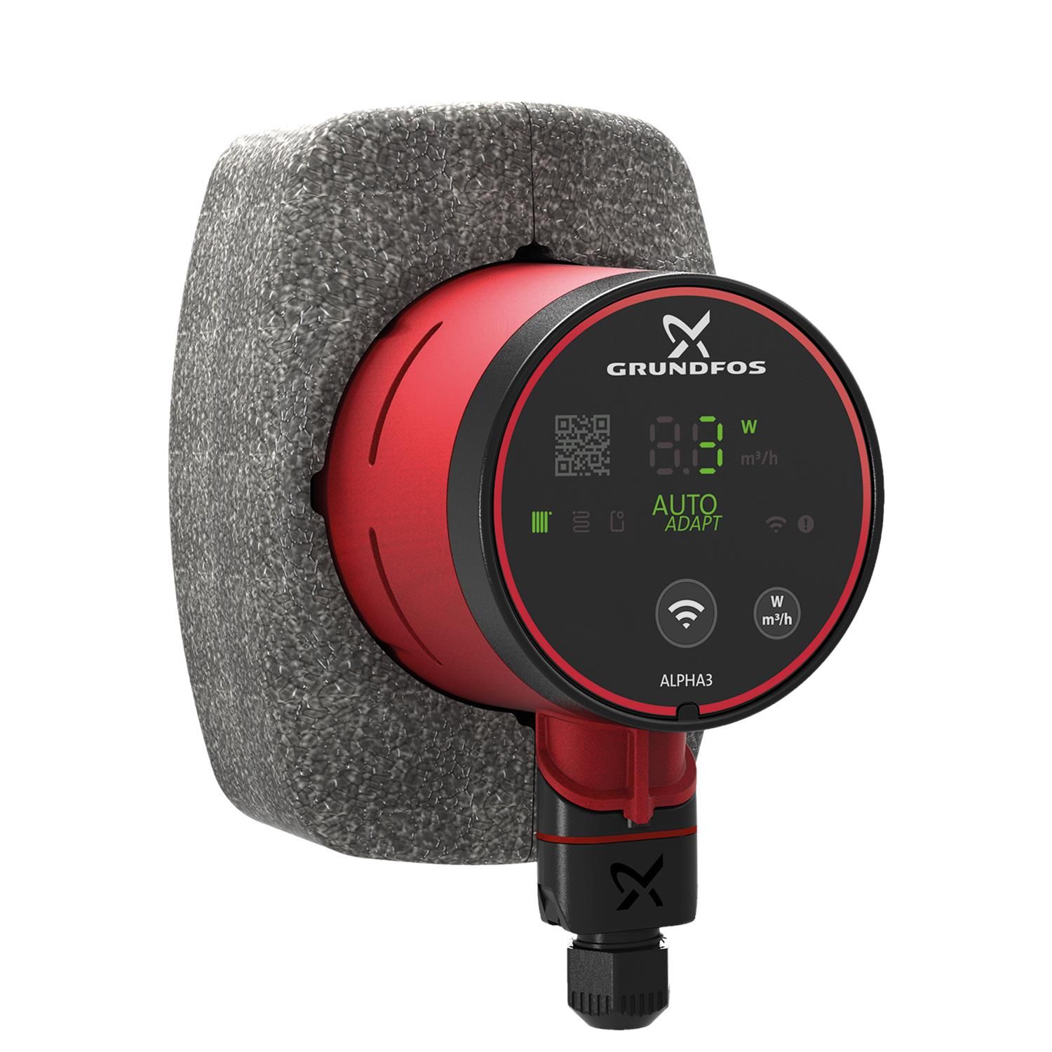 Grundfos Hocheffizienz-Umwälzpumpe Alpha3 25-60, G 1 1/2, 130 mm, PN 10, 230 V