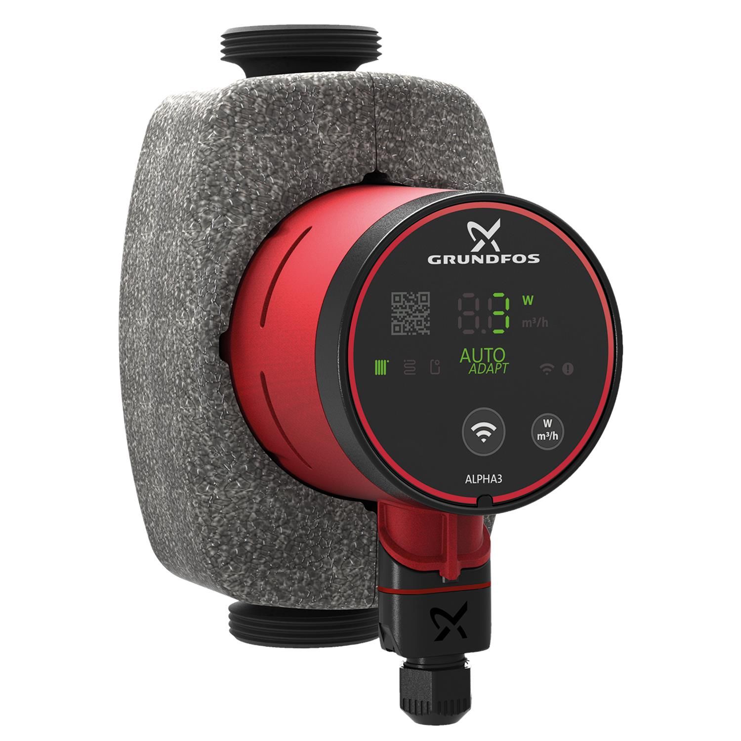 Grundfos Hocheffizienz-Umwälzpumpe Alpha3 25-60, G 1 1/2, 180 mm, PN 10, 230 V