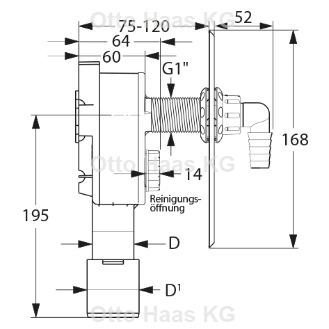 HAAS Unterputz-Geräte-Siphon OHA 4000 DN 40/50, für Waschmaschine und Geschirrspüler, ohne Montageplatte