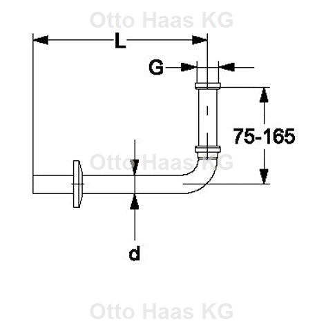 HAAS Ablaufbogen DN 32, 1 1/4", 300 mm, 90Grad, Messing verchromt, mit Rosette