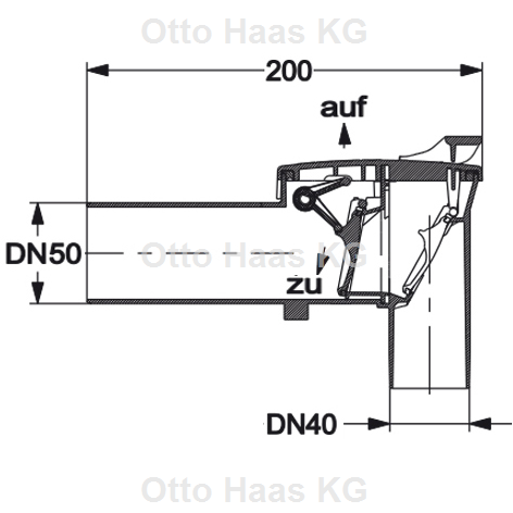HAAS Sperrwerk OHA Typ 5 DN 50, weiß, mit Rückstau- und Notverschluss