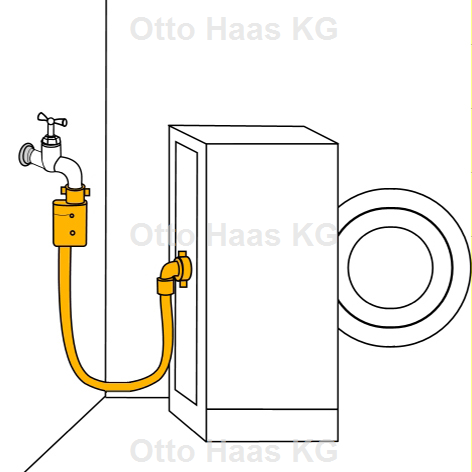 HAAS Zulaufschlauch Watersafe 3000 mm, Kunststoff, grau, für Wasch/Spülmaschine