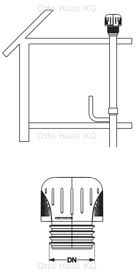 HAAS OHA-Rohrbelüfter DN 70/90/110, blau, mit Frostschutzhaube