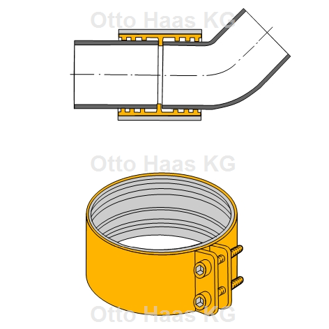 HAAS CV-Verbinder OHA DN 70, Edelstahl, Gummi Dichtung, für Guss-Rohre