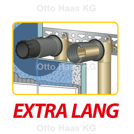 HAAS Set OHA Dichtfix Long 14 cm, 1/2", grau, Abdichtungshülse nach DIN 18534