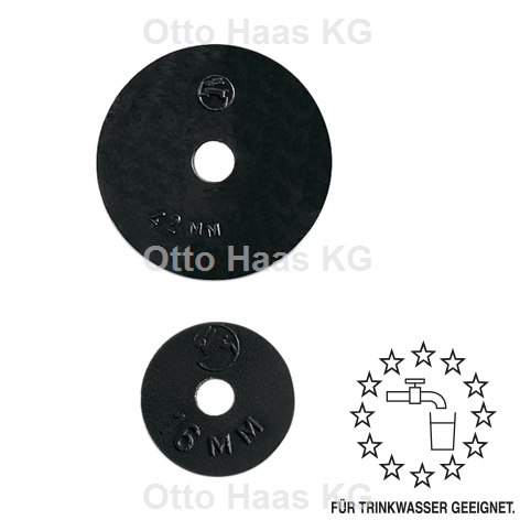 HAAS Qualitäts-Wasserhahnscheibe OHA W270 16 x 4 x 4,5 mm, mit Loch, EPDM, schwarz