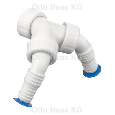 HAAS Kombi-Doppel-Geräteanschlusstülle 1" und 3/4", Polypropylen, weiß, mit Stopfen und Scheiben