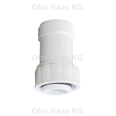 HAAS Gewinde-Verlängerung 1" AG/IG, 62mm, mit Rückflussverhinderer, für Rohrbelüfter, Polypropylen, weiß