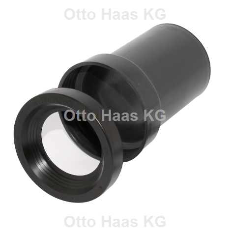 HAAS PE-Wand-WC-Anschlussstutzen DN 90/110, 180 mm, verschweißbar, mit Gummispüldichtung, schwarz