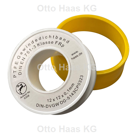 HAAS Gewebedichtband FRp 1200 x 12 mm, für Feingewinde, PTFE, weiß