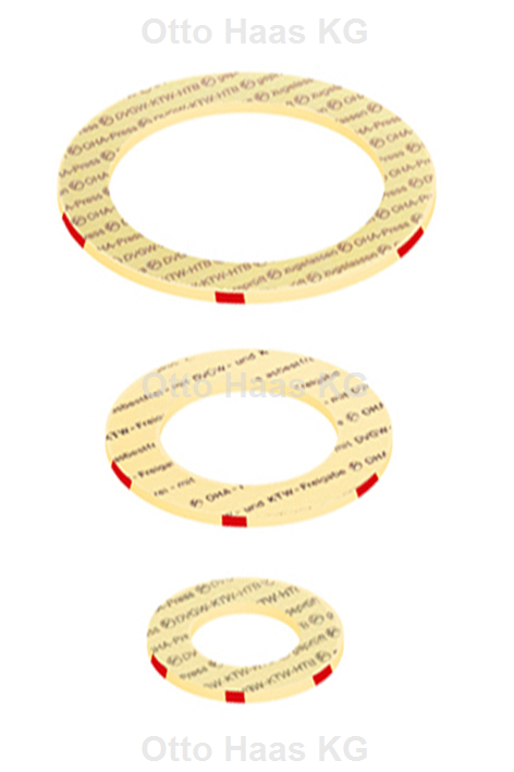 HAAS Gas-Flanschdichtung OHA-Press 65 x 110 x 1,8 mm, DN 65, gelb, PN 6, DIN 30653