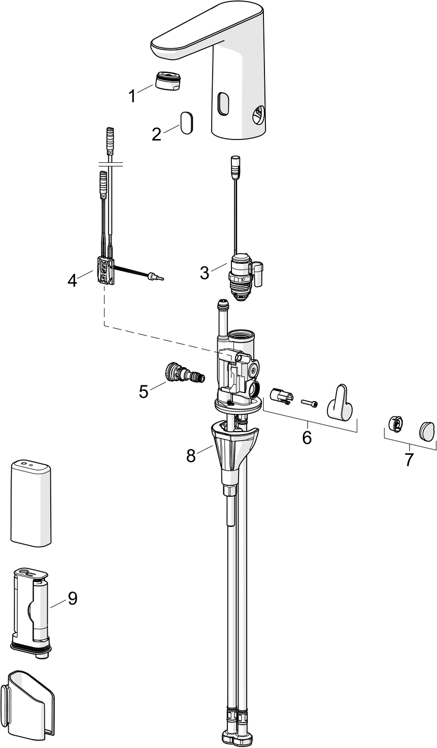 HANSA Infrarot-Waschtisch-Armatur HANSAELECTRA Netzbetrieb, ohne Ablaufgarnitur, Ausladung 124mm, chrom