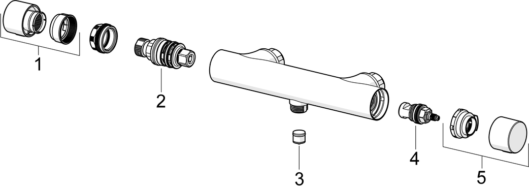 HANSA Duschsystem HANSAPRISMA mit Thermostat, Wandmontage, 970mm, Stahl gebürstet