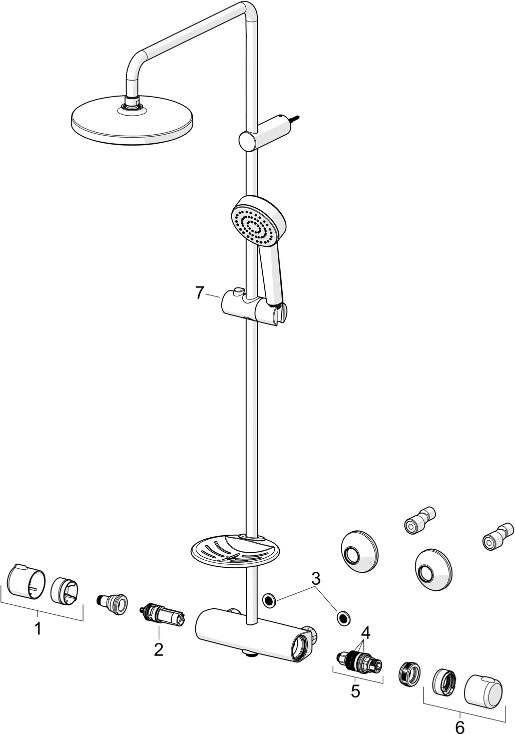 HANSA Duschsystem HANSABASIC mit Thermostat, kürzbar, Regenbrause, 1-strahlig, chrom