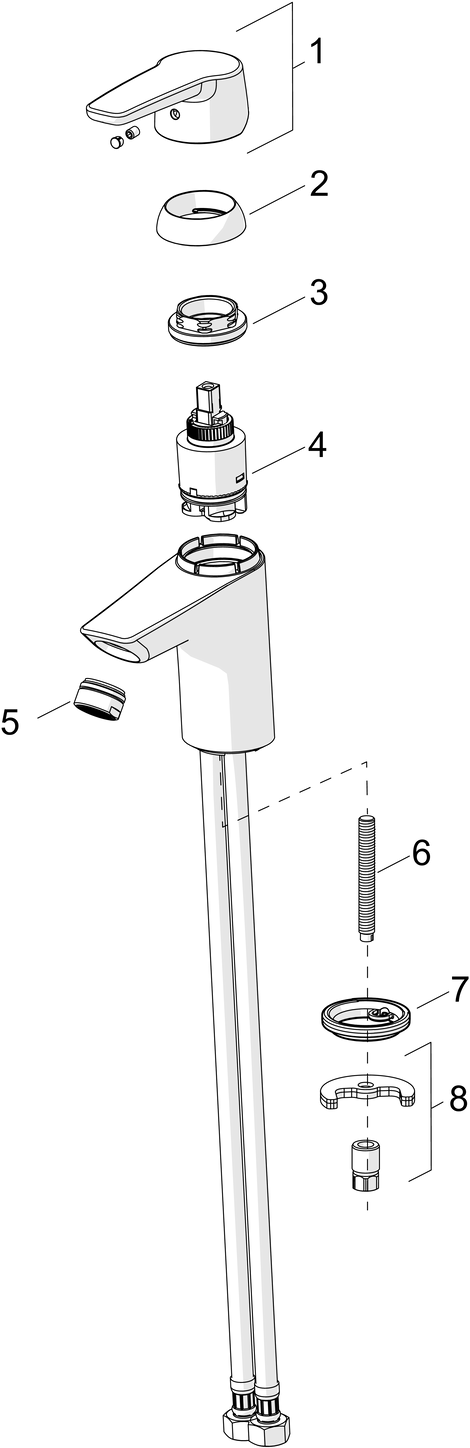 HANSA Waschtisch-Einhebelmischer HANSAPOLO Energiespar-Variante, mit Ablaufgarnitur, Ausladung 103 mm, chrom