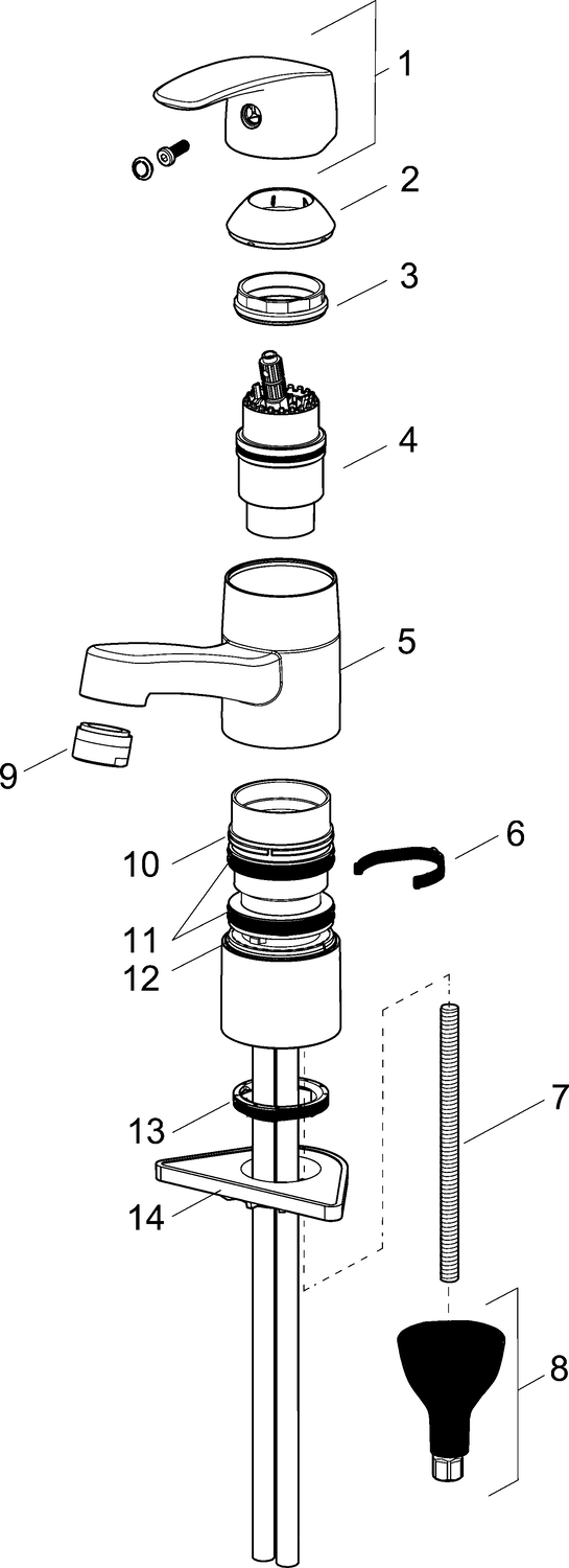 HANSA Waschtisch-Einhebelmischer HANSAPINTO ohne Ablaufgarnitur, Ausladung 133mm, chrom