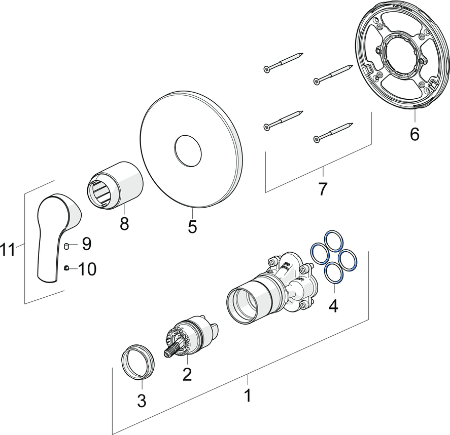 HANSA Fertigmontageset HANSAPINTO UP-Brause-Einhebelmischer, Rosette rund, chrom