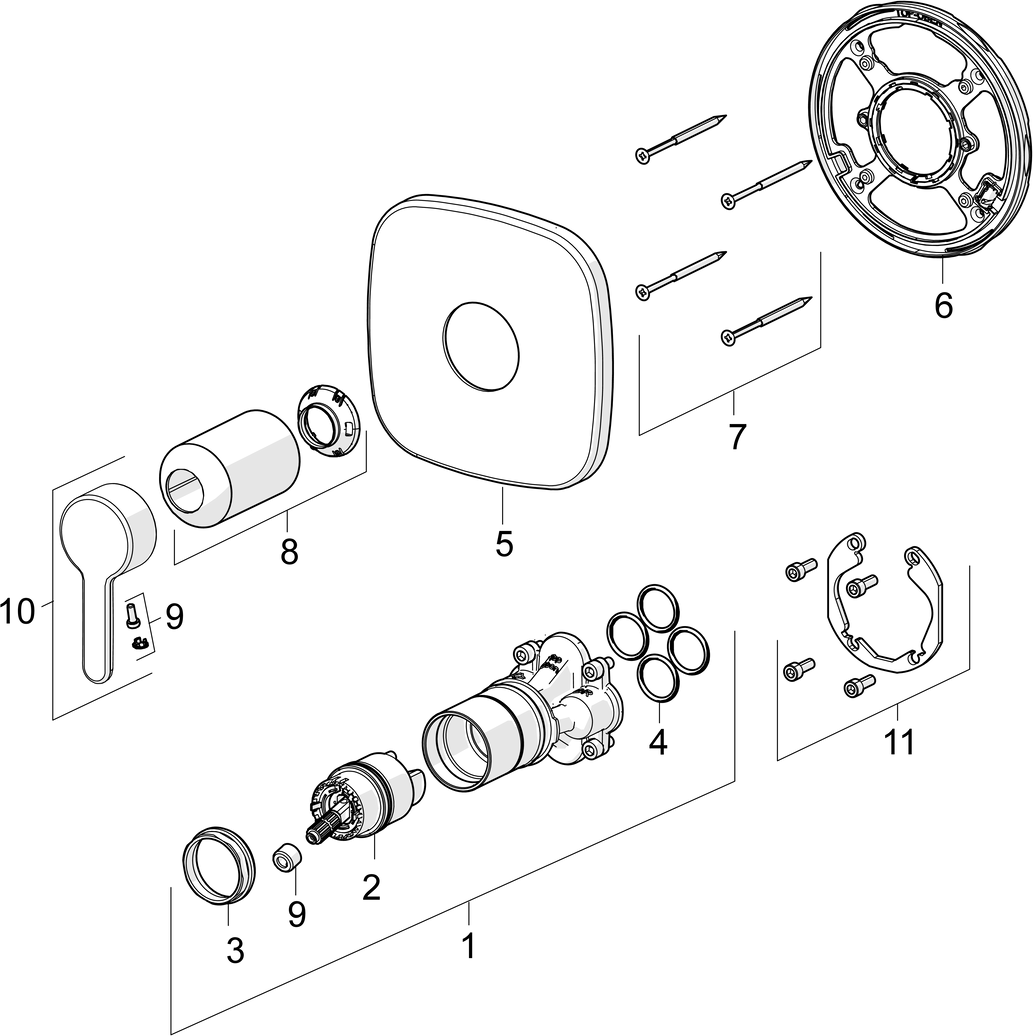 HANSA Fertigmontageset HANSADESIGNO Style UP-Brause-Einhebelmischer, mit Funktionseinheit, chrom