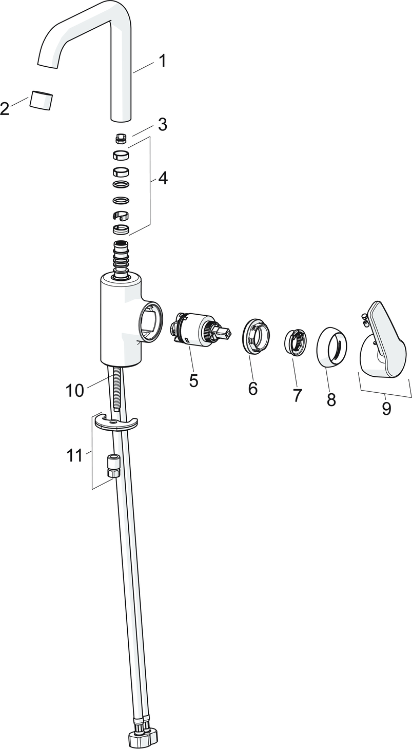 HANSA Waschtisch-Einhebelmischer HANSAPOLO Hebel seitlich, ohne Ablaufgarnitur, Ausladung 152mm, chrom