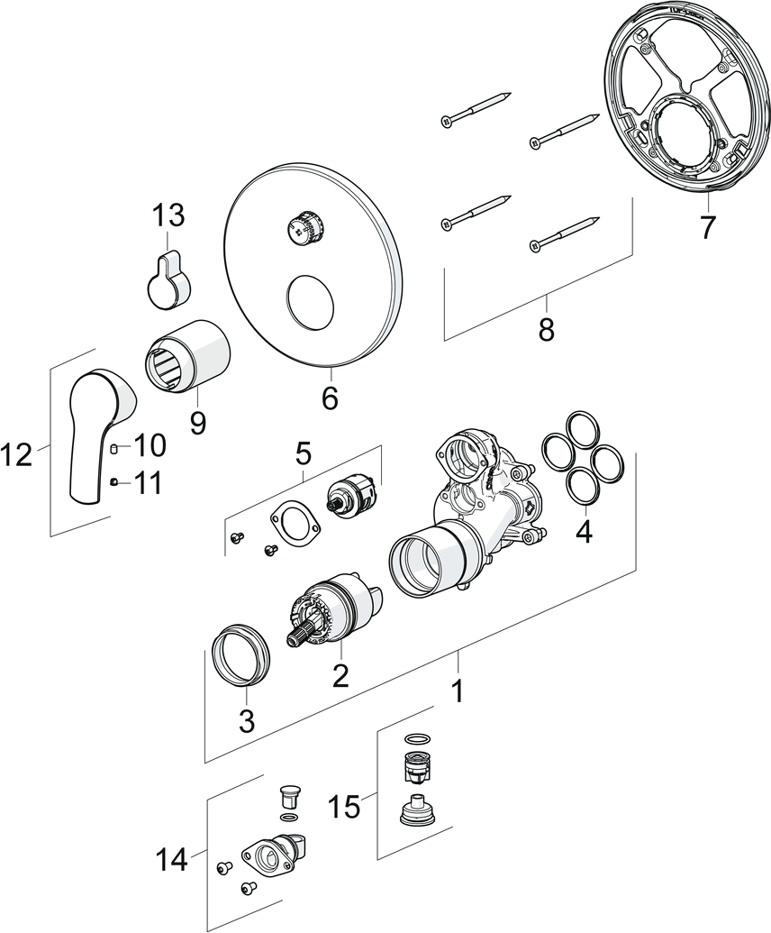 HANSA Fertigmontageset HANSAPINTO UP-Wannen-Einhebelmischer, mit Sicherungseinrichtung, Rosette rund, chrom