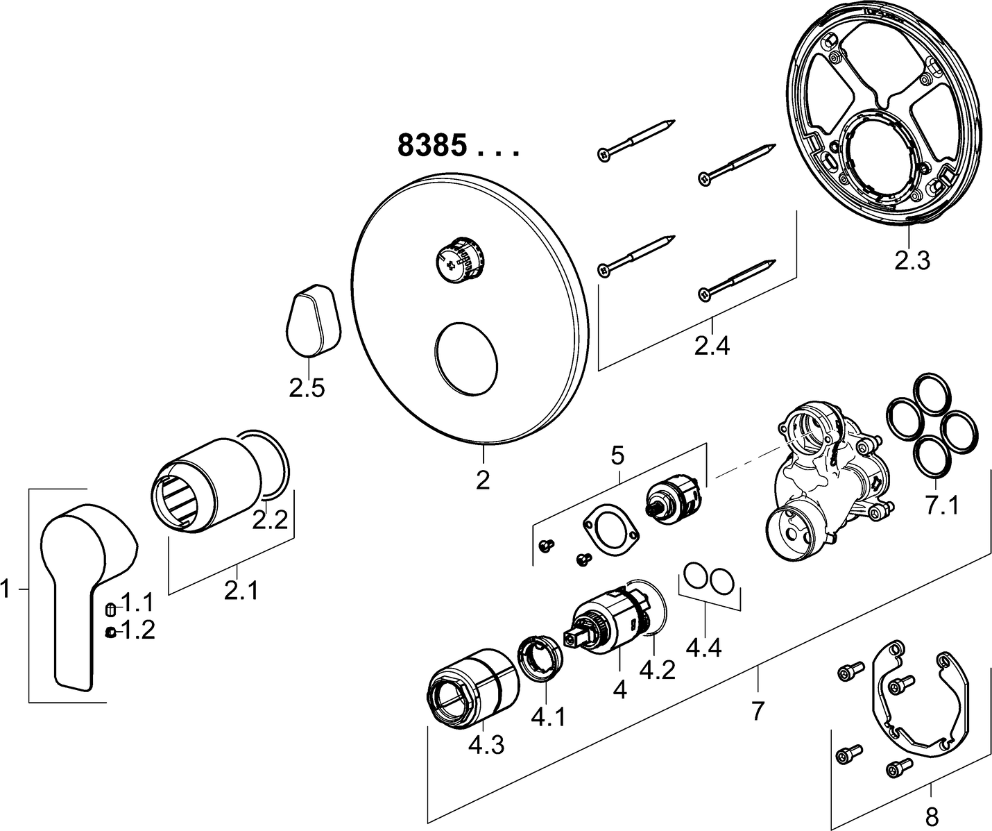 HANSA Fertigmontageset HANSALIGNA UP-Wannen-Einhebelmischer, Rosette rund, chrom
