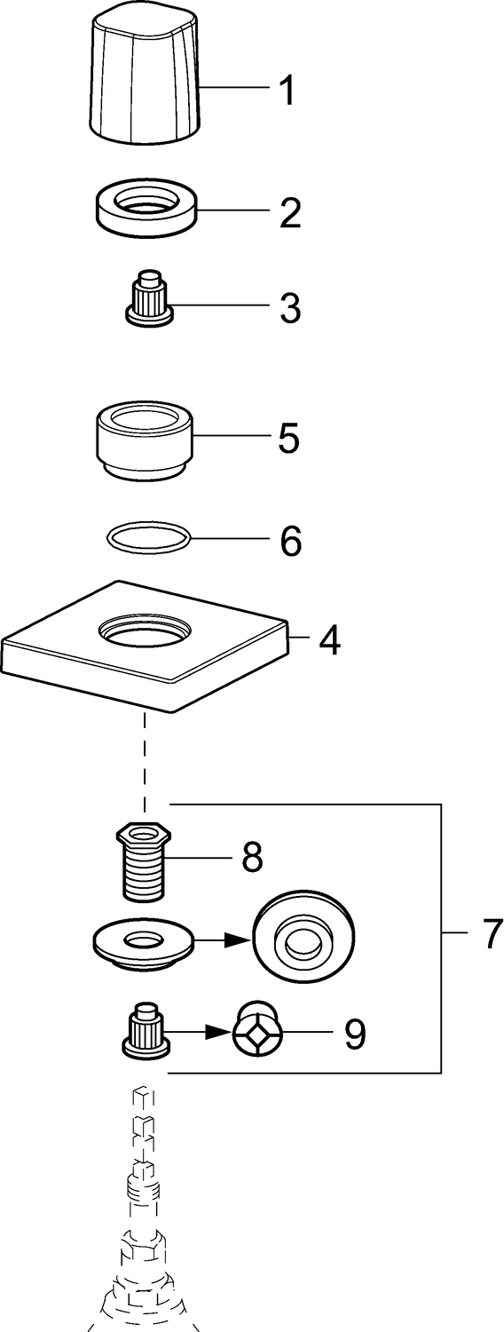 HANSA Fertigmontageset HANSALIVING für UP-Ventil, Durchflusseinstellgriff, Rosette eckig, chrom