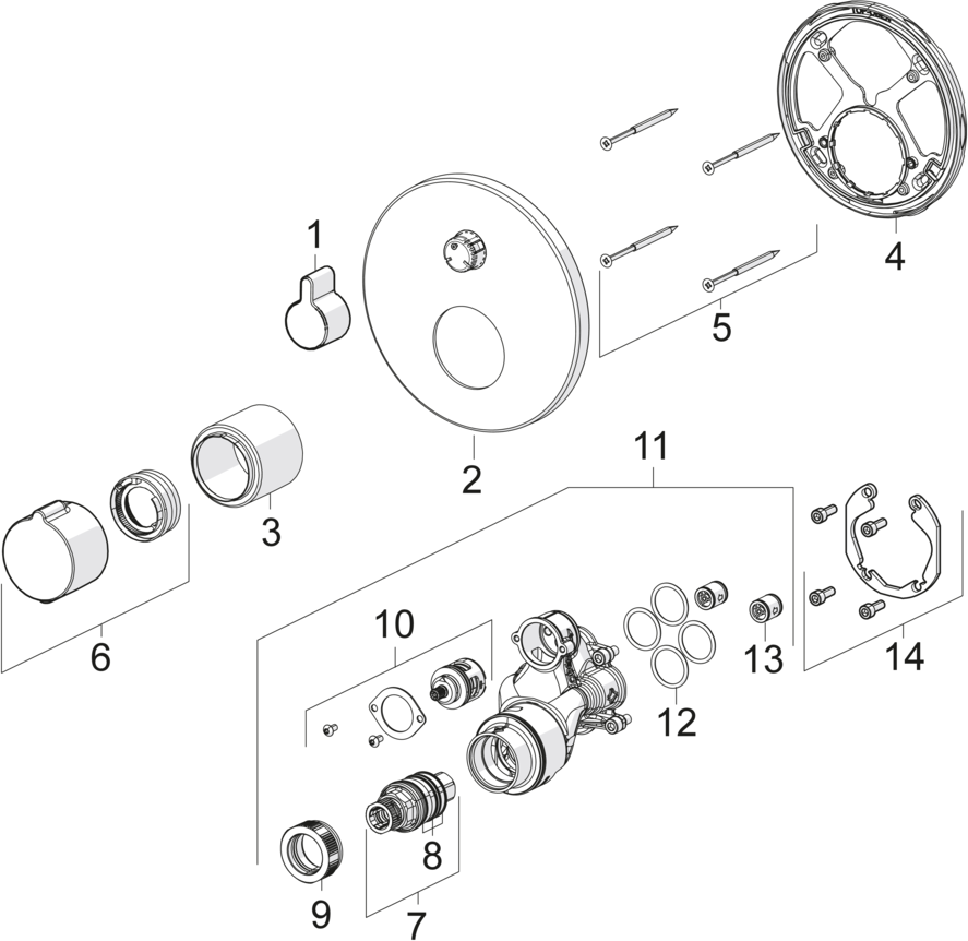 HANSA Fertigmontageset HANSAHOME UP-Wannen-Brause-Thermostat, chrom