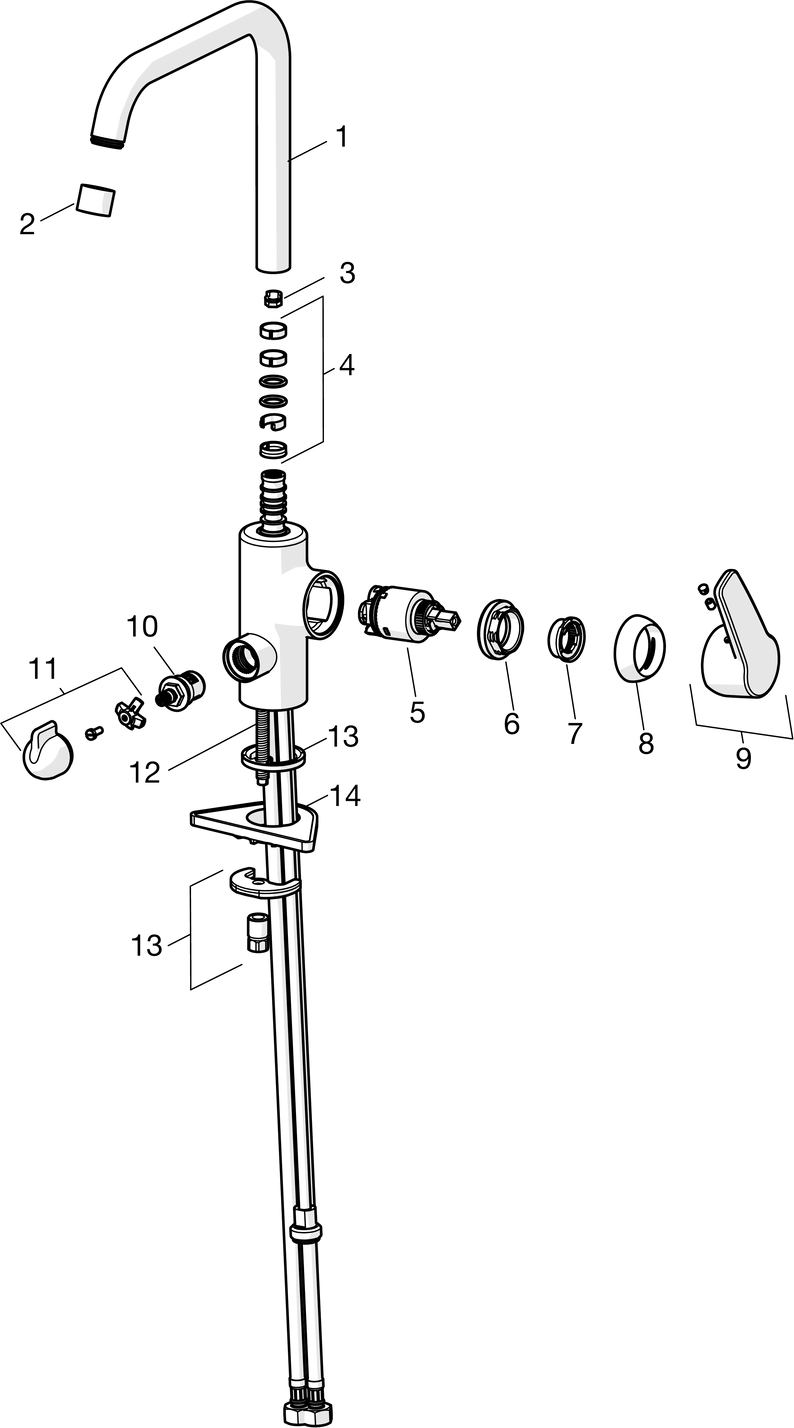 HANSA Spültisch-Einhebelmischer HANSAPOLO mit mechanischen Geräteabsperrventil, schwenkbar, Ausladung 200mm, chrom