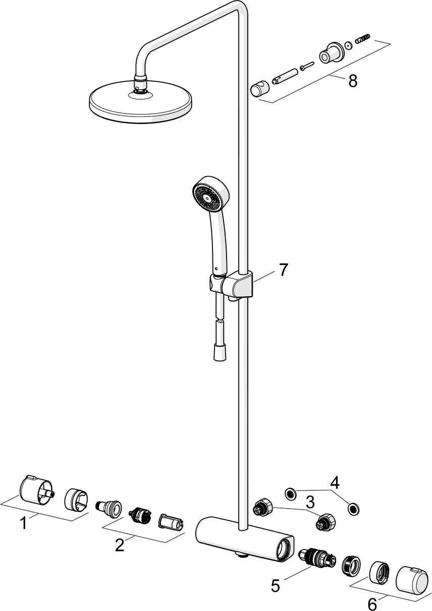HANSA Duschsystem HANSAMICRA Eco mit Thermostat, 9 l/min, Ausladung 445-470mm, chrom