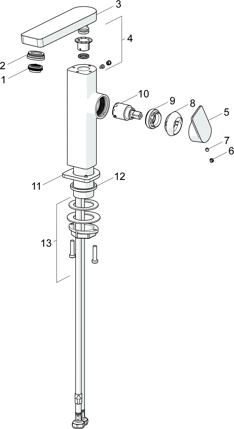 HANSA Waschtisch-Einhebelmischer HANSASTELA Hebel seitlich, ohne Ablaufgarnitur, Ausladung 134mm, chrom