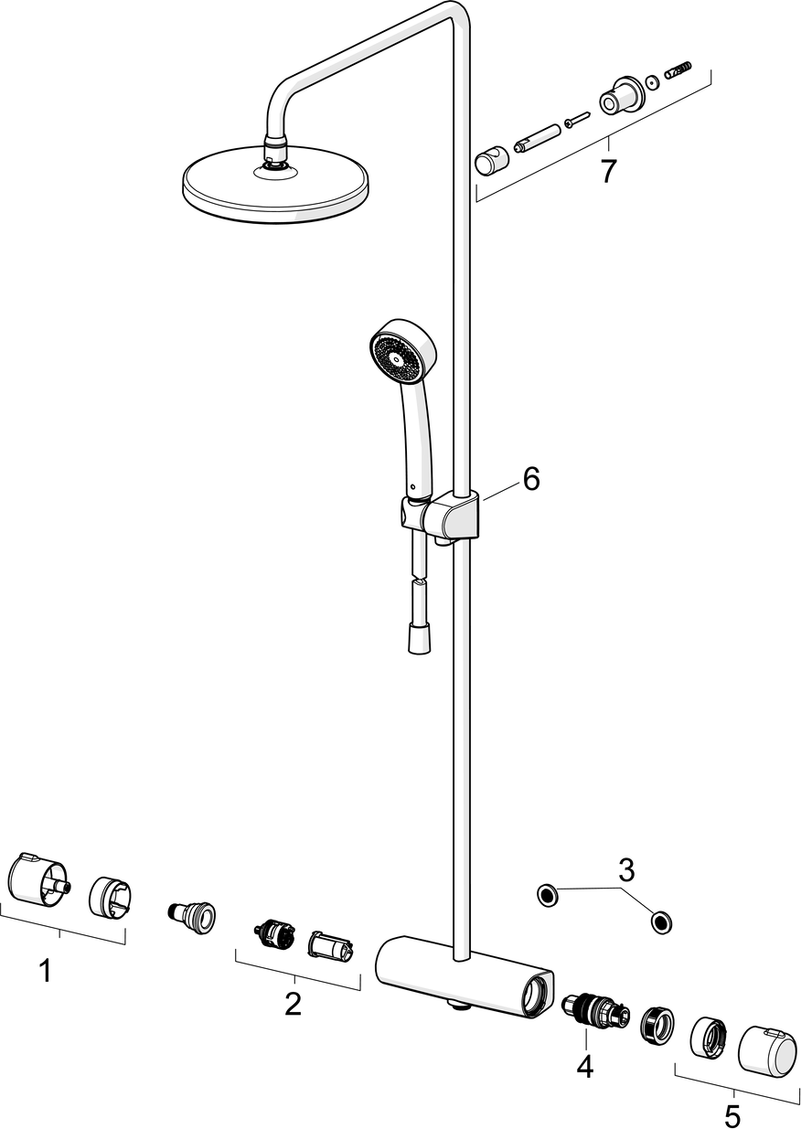 HANSA Duschsystem HANSAMICRA Thermostat, Ausladung 445-470mm, kürzbar, mattschwarz