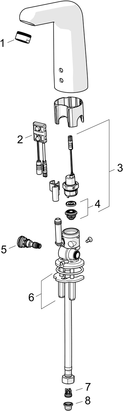 HANSA Infrarot-Waschtisch-Armatur HANSAMEDIPRO XL Netzbetrieb, hoher Auslauf, Ausladung 136mm, chrom