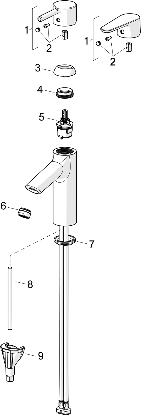 HANSA Waschtisch-Einhebelmischer HANSAVANTIS mit Ablaufgarnitur, Ausladung 109mm, Pinhebel, chrom
