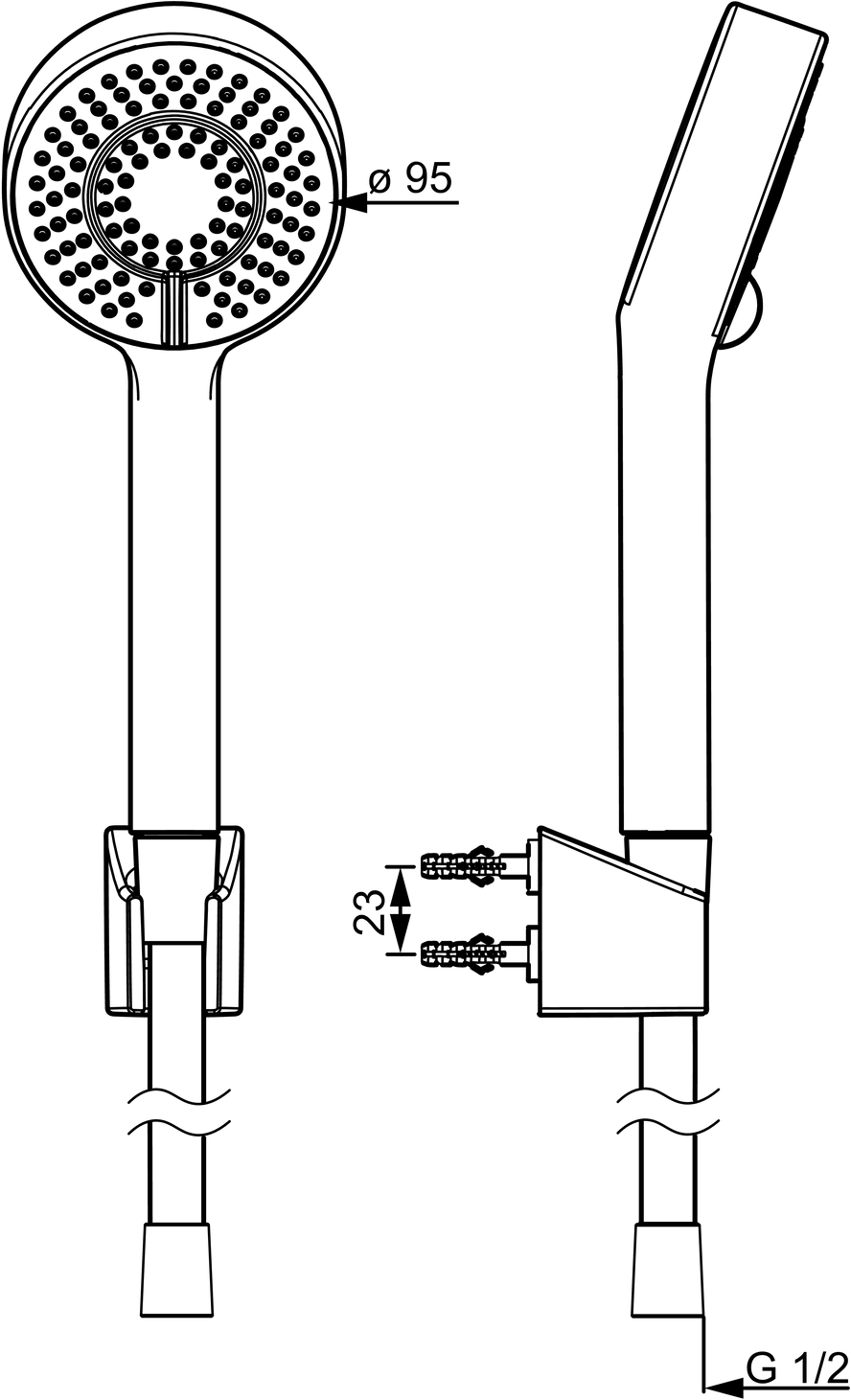 HANSA Wannenbrause-Set HANSABASICJET G 1/2, 3-strahlig, Wandmontage, chrom