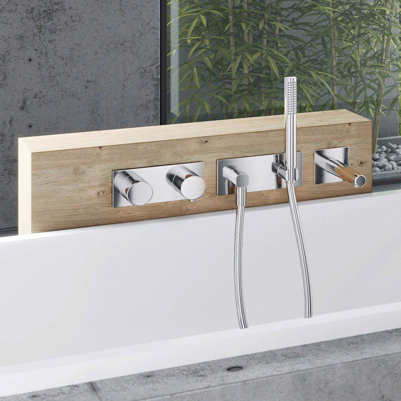 HANSA Brause-Set HANSALIVING 1-strahlig, mit Wandanschlussbogen, chrom