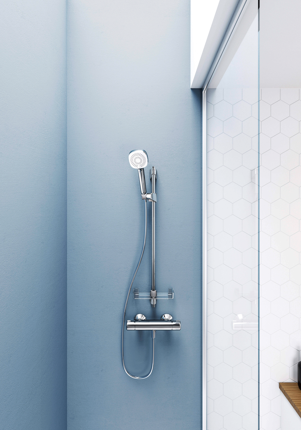 HANSA Brause-Thermostat HANSAMICRA AP, S-Anschlüsse, vertauschte Kalt-/Warmwasser-Anschlüsse, chrom