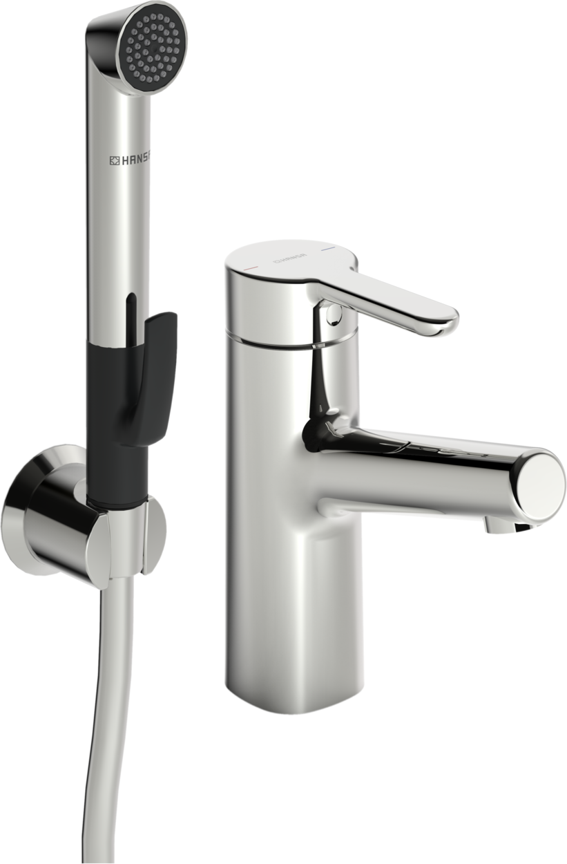 HANSA Waschtisch-Einhebelmischer HANSADESIGNO Style Hebel oben, ohne Ablaufgarnitur, Ausladung 119mm, chrom